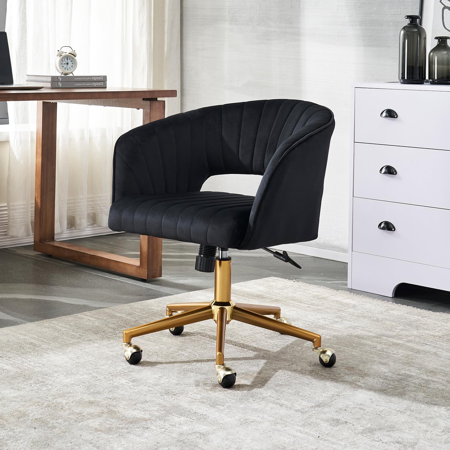 ONKER Home Office Chair Swivel Velvet Desk Chair, Upholstered Chairs ...