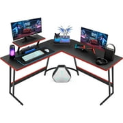 ONKER L Shaped Gaming Desk Computer Corner Desk PC Gaming Desk Table with Large Monitor Riser Stand for Home Office Sturdy Writing Workstation (Black, 51 Inch)
