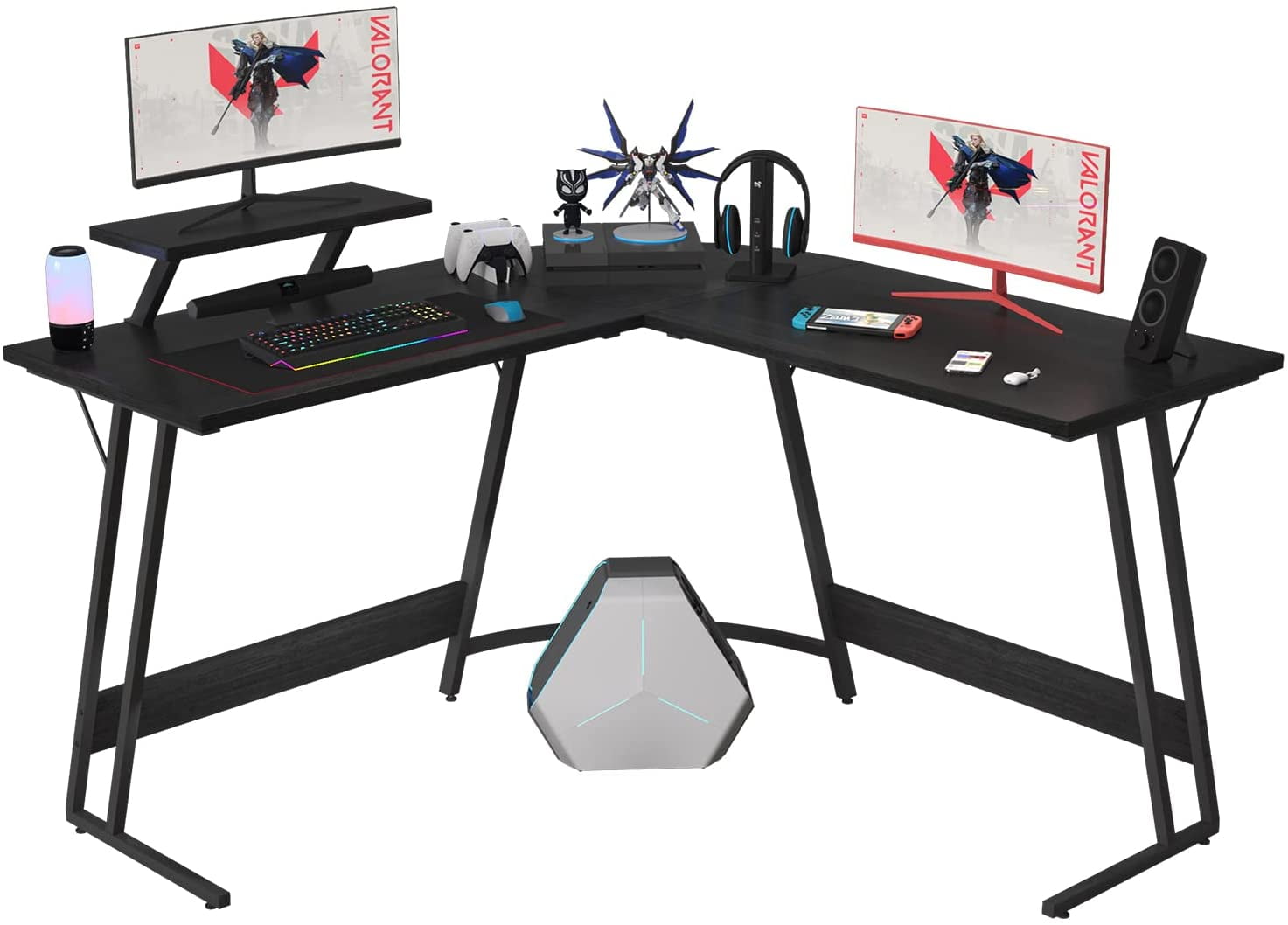 ONKER L Shaped Gaming Desk Computer Corner Desk PC Gaming Desk Table with Large Monitor Riser