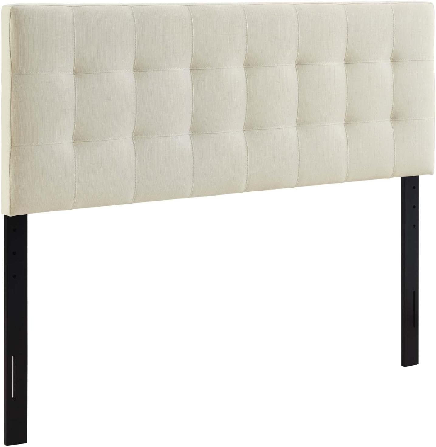 Lily Off-White Tufted Leather Queen Headboard