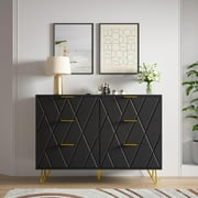 ONKER Modern 6-Drawer Dresser - Black Chest of Drawers with Gold Handle, Versatile Storage Solution for Bedroom, Living Room, Hallway, Entryway (Medium)