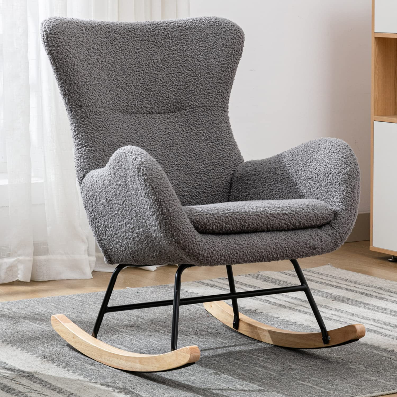 ONKER Small Rocking Chair Nursery, Modern Rocking Chair with High