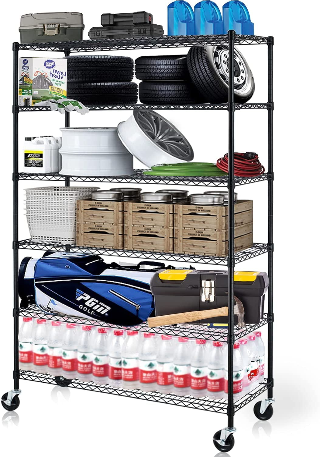 ONKER Storage Shelves 6 Tier Heavy Duty NSF Metal Shelving with Wheels