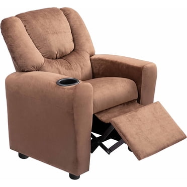 Kids Recliner Chair, Kids Upholstered Couch With Ottoman - Gray