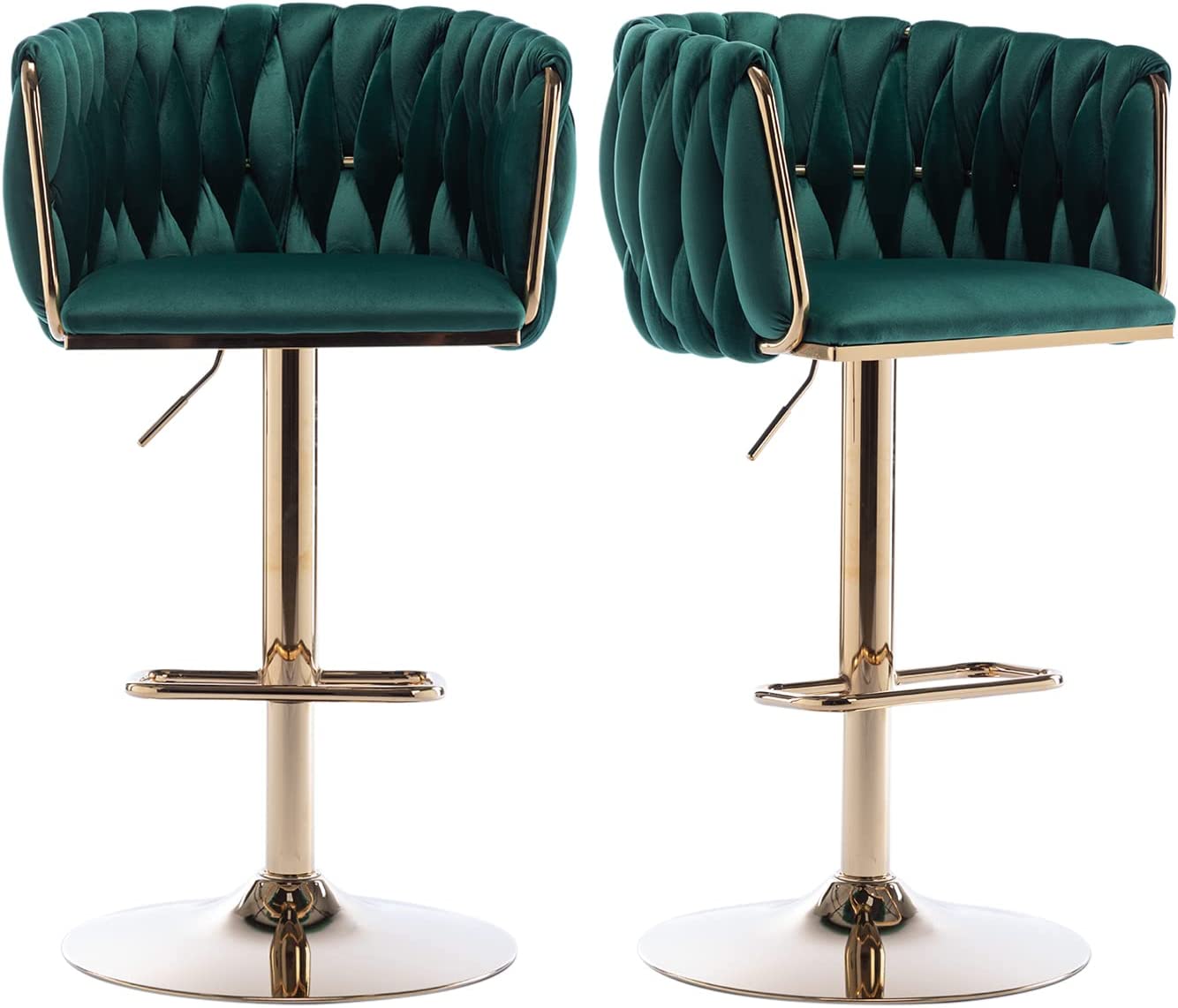 ONKER Velvet Swivel Bar Stools Set of 2, Counter Height Bar Stool with