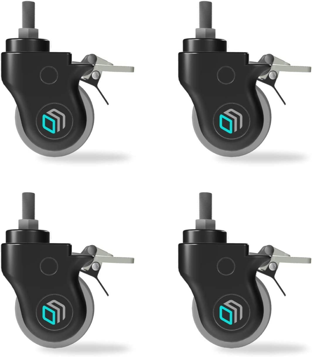 Black 3-Inch Heavy Duty Locking Caster Wheels Set of 4