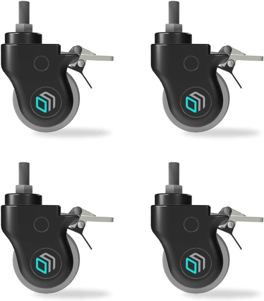 Black 3-Inch Heavy Duty Locking Caster Wheels Set of 4