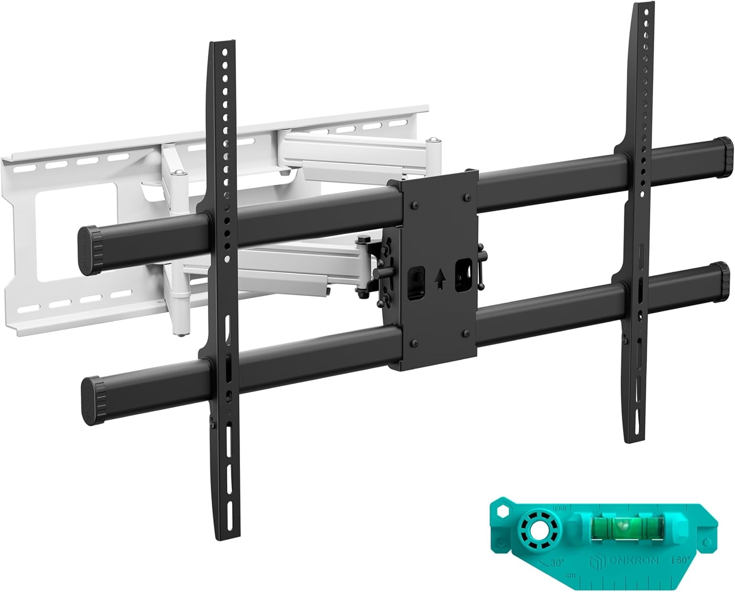 ONKRON Full Motion TV Wall Mount for 42-120 Inch Screen up to 220 lbs, Large Heavy Duty TV Mount Extending, VESA 200x100-1000x600, Tilt and Swivel Television Mount Bracket, Black-White