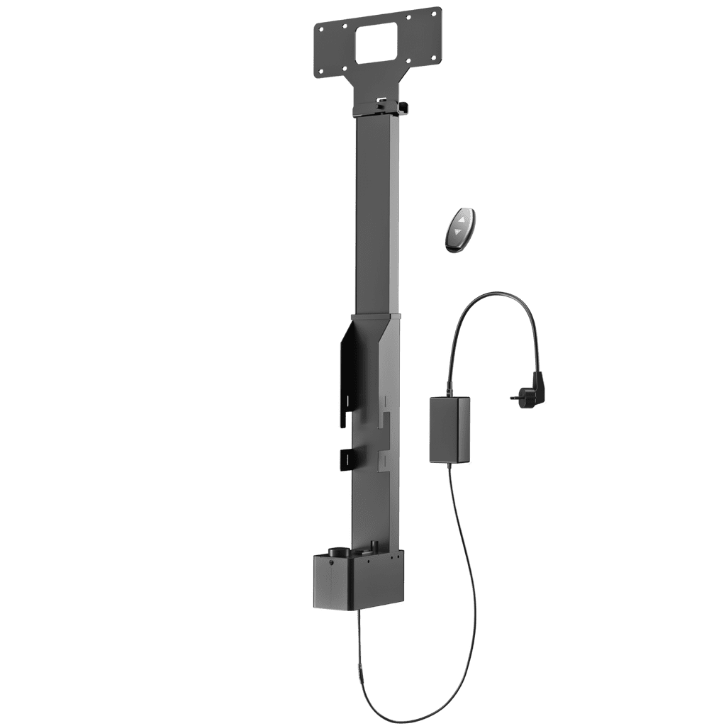 Black Motorized TV Lift with Remote Control for Mobile TV Stand