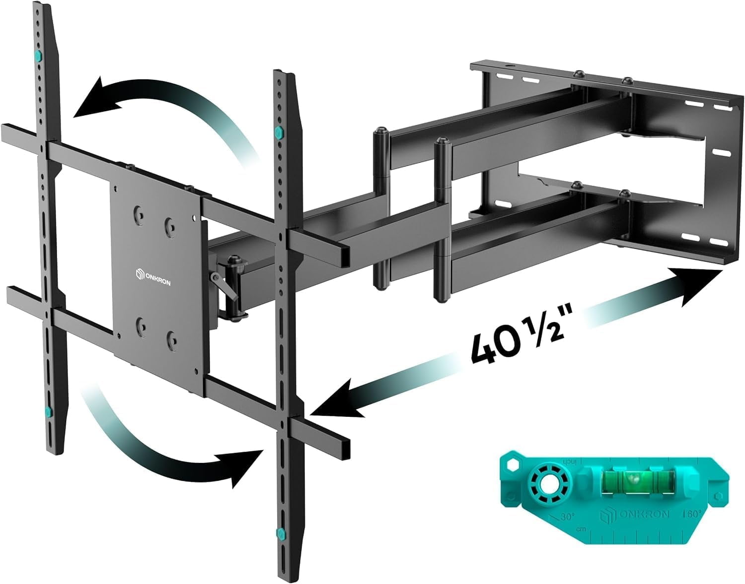 ONKRON TV Wall Mount for 42 - 110 Inch Flat and Curved Screen TVs up to 220 lbs - Swivel and Tilt Full Motion TV Mount - Articulating TV Mount (40" Extension), Max VESA 800x600mm, Black