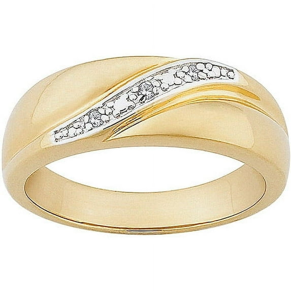 ONLINE Men's Tapered Diamond Accent Wedding Band, 0.03 ct. t.w, 14kt Gold over Sterling Silver