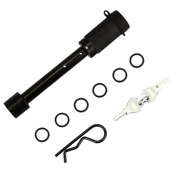 ONLTCO Heavy-Duty Trailer Lock - Secure & Weather-Resistant 5/8" Carbon Steel Chrome Plated Bent Pin Head Hitch Lock, Adjustable Length, for Class I-V Hitches, Trucks, RVs, Boats, Vehicles, Black