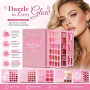 ONLYEOR 5 Page All In One Makeup Book Gift Set, Eyeshadow Blush Highlighter Contour Brow Powder Lip Gloss Mascara Integrated Cosmetic Palette for Holiday Christmas Gift