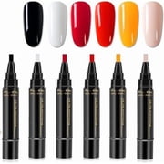 ONLYEOR 6 Color Nail Polish Pens Set, 3 in 1 Quick Dry Nail Polish Pens, Gel Nail Polish Pen Set 6 pcs, Quick Dry Long Lasting Gel Polish, Beginner Friendly Nail Art Pen A