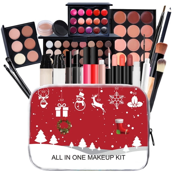 ONLYEOR All In One Christmas Makeup Kit, Complete Cosmetic Bundle, Portable Holiday Beauty Gift for Makeup Beginners and Professional Artists