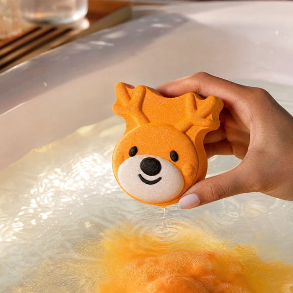 ONLYEOR Christmas Bath Bomb Reindeer Shaped Xmas Bath Bomb with Orange Scent Individually Wrapped Holiday Bath Set for Family Use Christmas Stocking Stuffers Party Favors