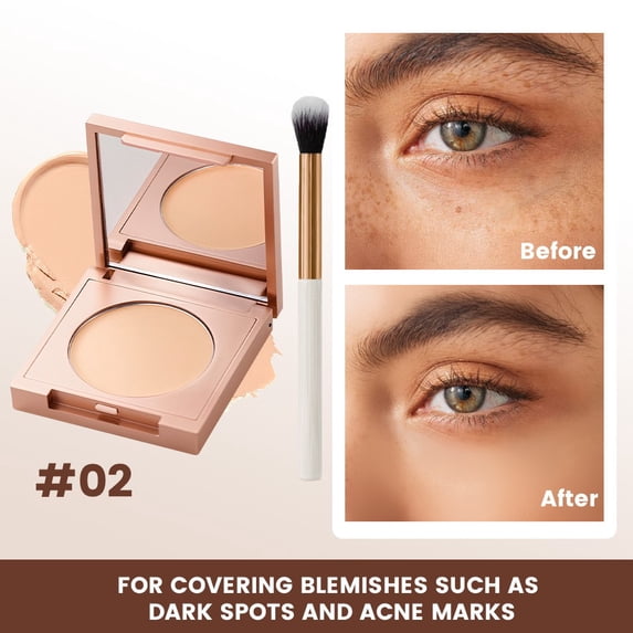 ONLYEOR Concealer Full Coverage kit with Brush, Under Eye Concealer Full Coverage, for Dark Circles Mature Skin Makeup, Waterproof Foundation Color Corrector (02# Natural)
