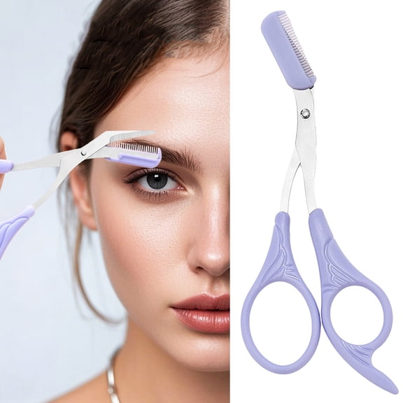 ONLYEOR Eyebrow Scissors with Detachable Comb D, Washable Hairbrush & Eyebrow Trimmer, Precision Shaver & Grooming Tool, For Home & Travel