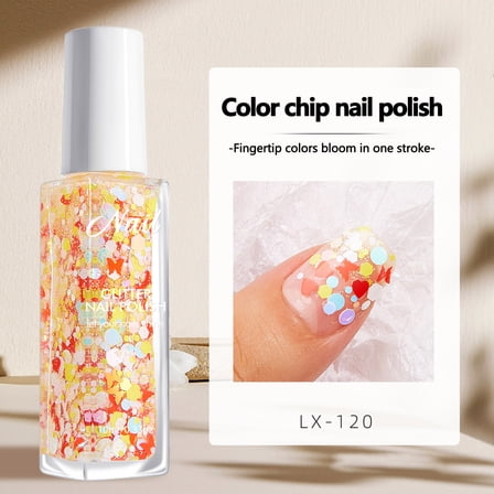 ONLYEOR Glitter Nail Polish, Colorful Chunky Glitter Nail Polish, Quick Dry Confetti Top Coat Polish, Long Lasting Holiday Glitter Nailpolish for Women Girls 10g(C)