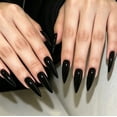 thumbnail image 1 of ONLYEOR Matte Black Press On Nails, Cool Spicy Girl Dark Style, Long Pointed Fake Nails for Street & Party Look, 1 of 8