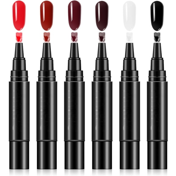 ONLYEOR Nail Polish Pens, 3 in 1 Nail Polish Pens Quick Dry, Gel Polish Pen, Gel Nail Polish Pen Set 6 pcs, Ideal Gift for Her,Gift for Women (C)