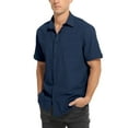 thumbnail image 1 of ONLYSHE 100% Cotton Short Sleeve Hawaiian Shirts for Men Casual Button Down Work Wedding Dress Shirts, 1 of 8
