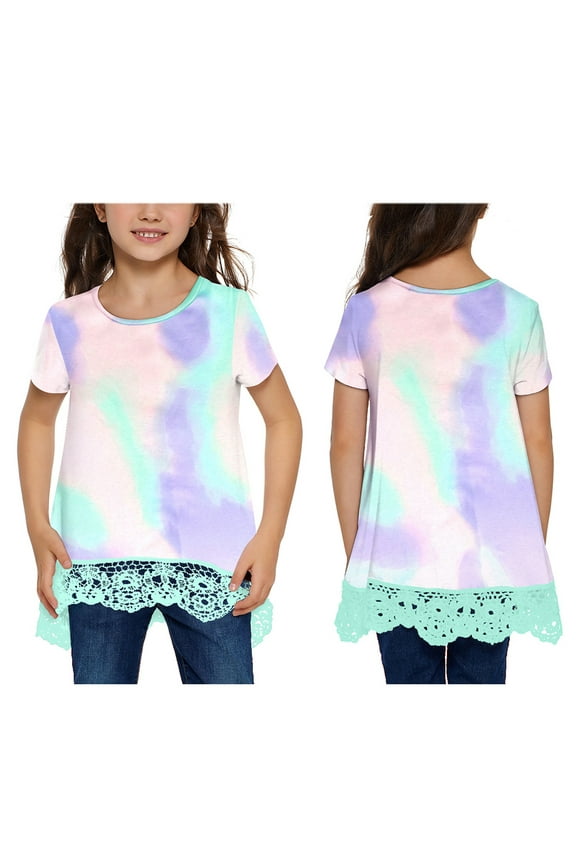 Big Sister Girls Super Soft Short Sleeve T-Shirts For Kids Loose Swing Tunic Tops for 4-13 Years