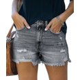 thumbnail image 1 of ONLYSHE Blue Women Distressed Denim Shorts Junior Shorts High Waist Zipper L, 1 of 6