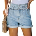 thumbnail image 1 of ONLYSHE Blue Women Distressed Denim Shorts Junior Shorts High Waist Zipper S, 1 of 6