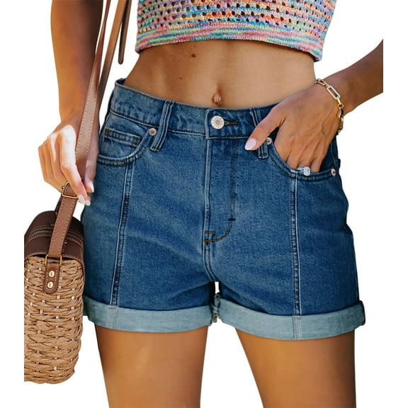 ONLYSHE Blue Women Distressed Denim Shorts Junior Shorts High Waist Zipper Small