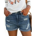 thumbnail image 1 of ONLYSHE Casual Shorts for Women Denim High Waist Shorts with Pockets Blue L, 1 of 5