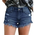 thumbnail image 1 of ONLYSHE High Waisted Denim Casual Shorts for Women Dark Blue Distressed Ripped Hot Shorts L, 1 of 6