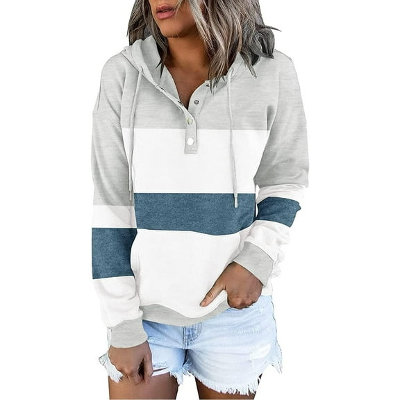 ONLYSHE Women's Tie-Dye Button-Down Oversized Hoodie, Casual Long Sleeve Pullover Top