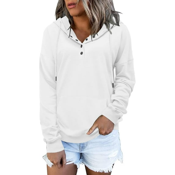 ONLYSHE Women's Tie-Dye Button-Down Oversized Hoodie, Casual Long Sleeve Pullover Top