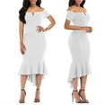 thumbnail image 1 of ONLYSHE Party Club Cocktail Dresses for Women Sexy Off Shoulder Short Sleeve Ruffle Hem Midi Casual Dress, 1 of 7
