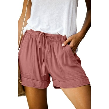 ONLYSHE Shorts for Women Elastic High Waist Drawstring Lounge Shorts Casual Soft Summer Shorts with Pockets