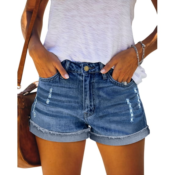 ONLYSHE Shorts with Pockets High Waisted Denim Shorts Blue for Women XXL