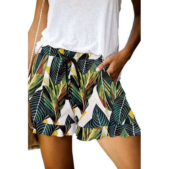 ONLYSHE Stylish Flare Beach Shorts For Women High Waist Drawstring Lightweight Elastic Waist Pocket Shorts Workout Yoga Short Pants