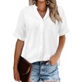 thumbnail image 1 of ONLYSHE Summer Button Down Shirt For Women Casual Loose Tops Blouse Roll Up Cuffed Sleeve Shirts With Pockets, 1 of 5