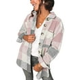 thumbnail image 1 of ONLYSHE Women Shacket Jacket Blouse with Pockets Flannel Plaid Top Shirt Coat Lapel Long Sleeve Tartan Outerwear, 1 of 8