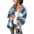 thumbnail image 1 of ONLYSHE Women Shacket Jacket Blouse with Pockets Flannel Plaid Top Shirt Coat Lapel Long Sleeve Tartan Outerwear, 1 of 8