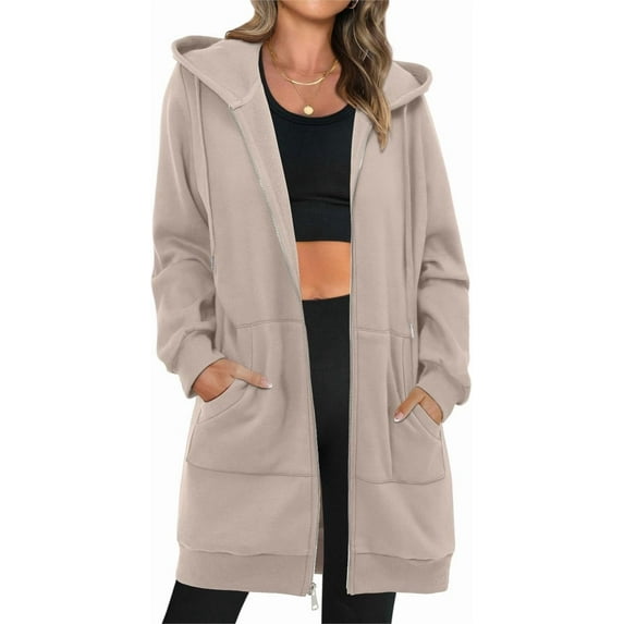 ONLYSHE Women's Zip Up Hoodies Oversized Fleece Long Sleeve Sweatshirts Casual Fall Jacket Coat with Pocket(S-3XL)