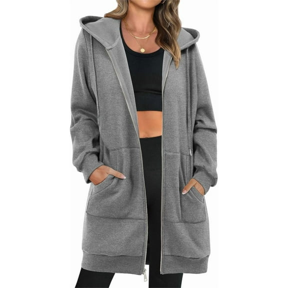 ONLYSHE Women's Zip Up Hoodies Oversized Fleece Long Sleeve Sweatshirts Casual Fall Jacket Coat with Pocket(S-3XL)