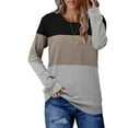 thumbnail image 1 of ONLYSHE Womens Loose Sweatshirt Blouse Long Sleeve Crewneck Neck Basic T Shirts Color Block Casual Tunic Tops, 1 of 7