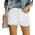 thumbnail image 1 of ONLYSHE High-Waisted Stretch Frayed Hem Denim Shorts, 1 of 6