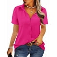 thumbnail image 1 of ONLYSHE Womens Short Sleeve Business Collared Work Office Formal Casual Blouse Tops Button Down Shirts, 1 of 5