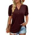thumbnail image 1 of ONLYSHE Womens Summer V Neck T Shirts Casual Basic Short Sleeve Loose Fit Blouse Tops, 1 of 5