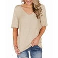 thumbnail image 1 of ONLYSHE Womens Summer V Neck T Shirts Short Sleeve Loose Fit Basic Tunic Tops Blouse, 1 of 5