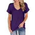 thumbnail image 1 of ONLYSHE Womens Summer V Neck T Shirts Short Sleeve Loose Fit Basic Tunic Tops Blouse, 1 of 5