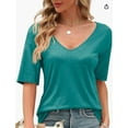 thumbnail image 1 of ONLYSHE Womens Summer V Neck T Shirts Short Sleeve Loose Fit Basic Tunic Tops Blouse, 1 of 1